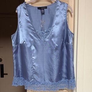 Denim 24/7 Light Blue Satin Chemise with Lace